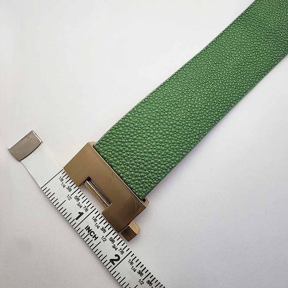Leighelena Wide Jigsaw Cuff Bracelets—Genuine Stingray Avocado Green - Picture 15 of 16